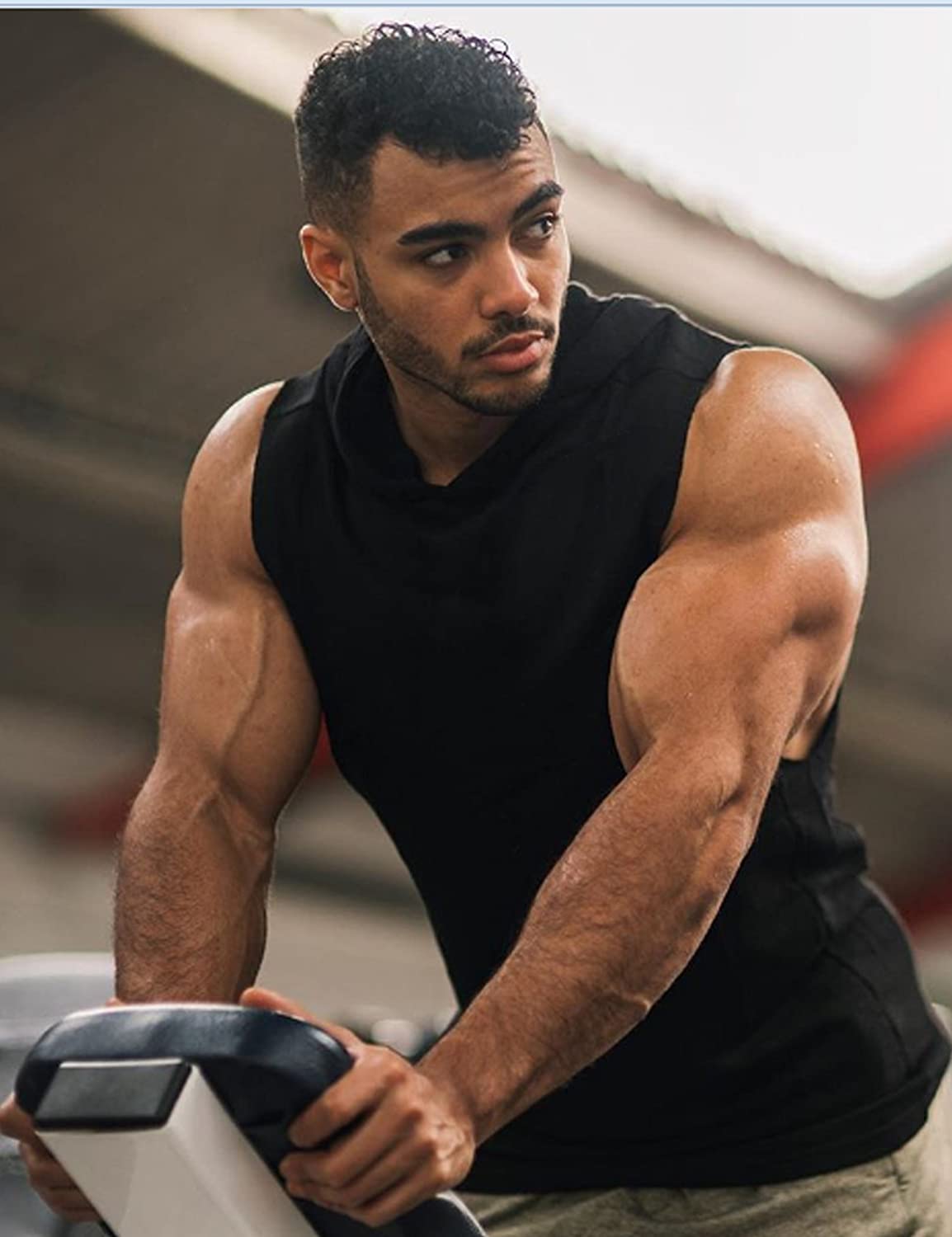 COOFANDY Men's 2 Pack Workout Hooded Tank Tops Bodybuilding Muscle Cut Off T Shirt Sleeveless Gym Hoodies - Image 3